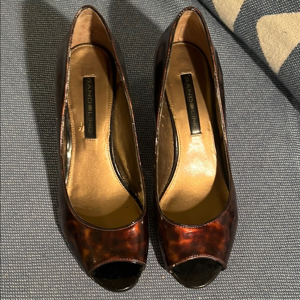 Women's Bandolino Brown Peep Toe Heels